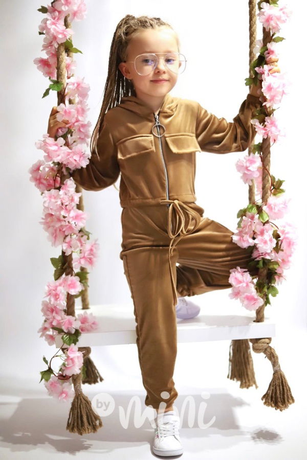 Velurový comfy overal honey