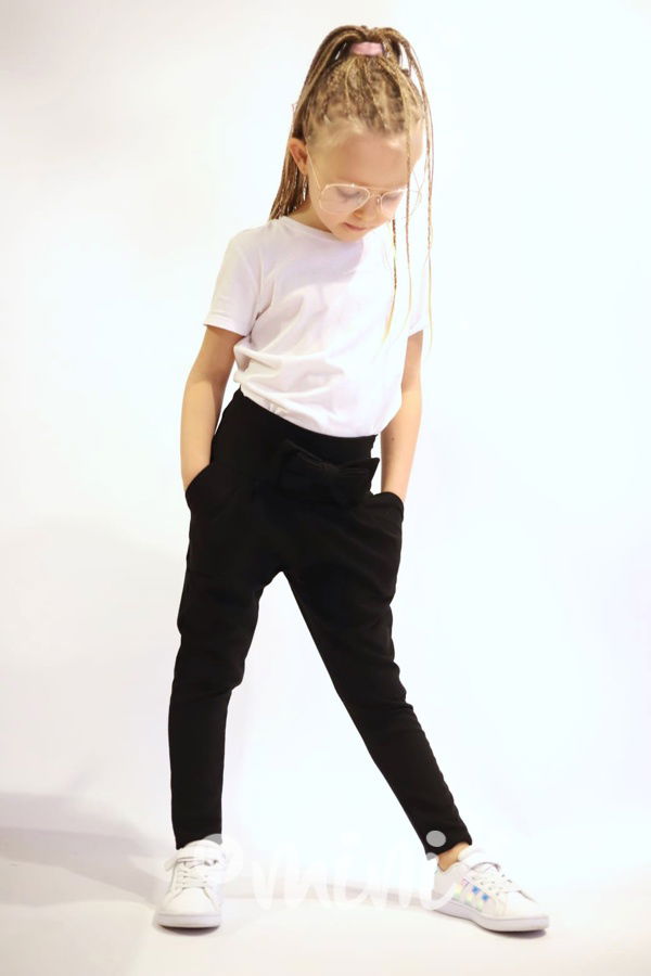 Bavlněné kalhoty s mašličkou black