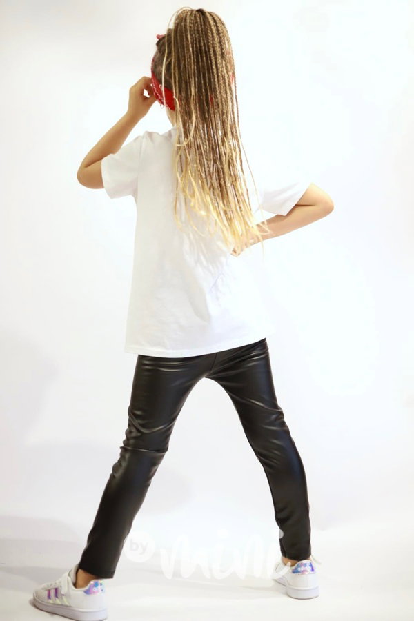 Eco leather oteplené legíny černé