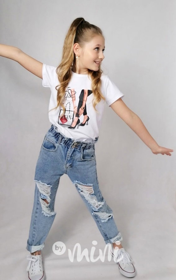 Ripped jeans se zvýšeným stretch pasem