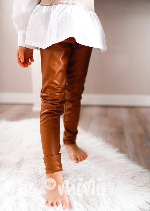 Eco leather thin legíny honey