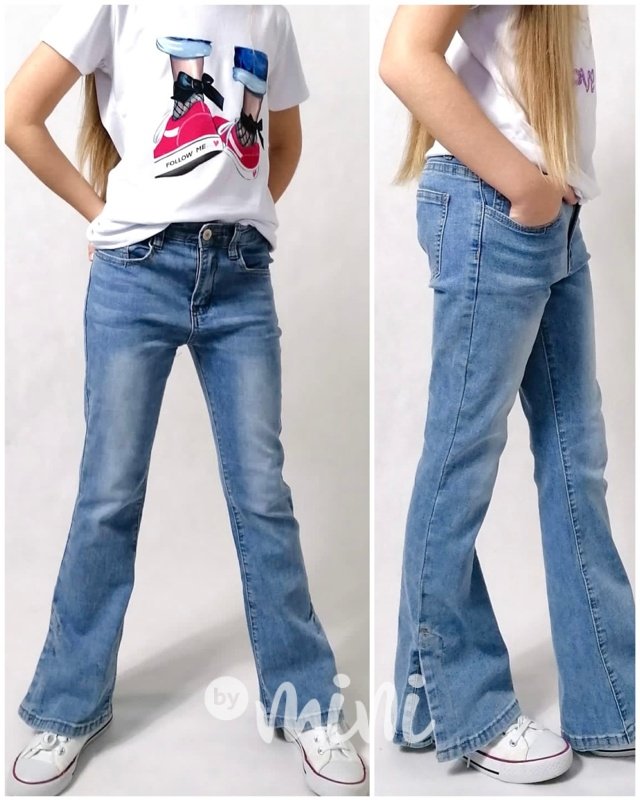Jeans zvonáče s rozparkem