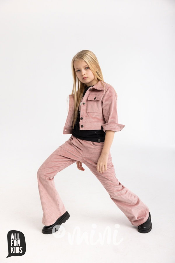 Manšestrová crop bunda pink