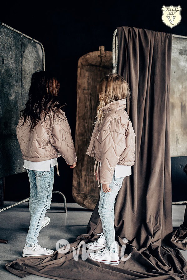 Voga prošívaná oversize crop bunda beige