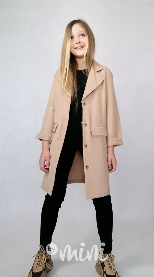 Fashion dlouhé sako oversize beige