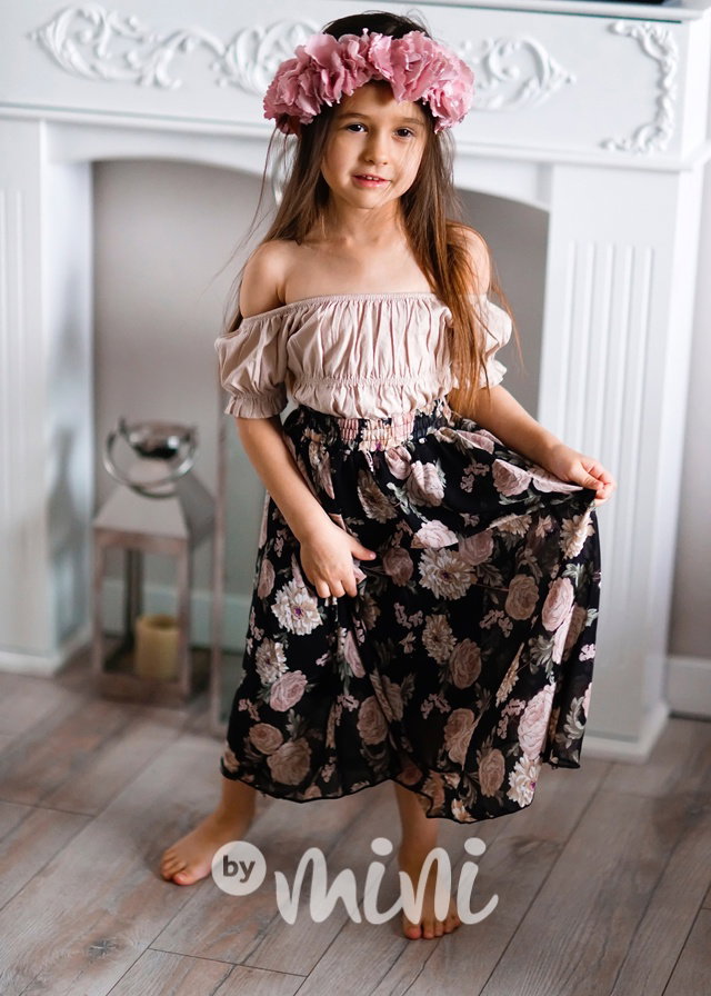 PREMIUM flower MIDI sukně noir