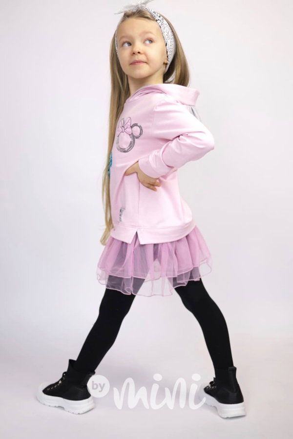 Mickey hoodie tunika s tylem a flitry pink