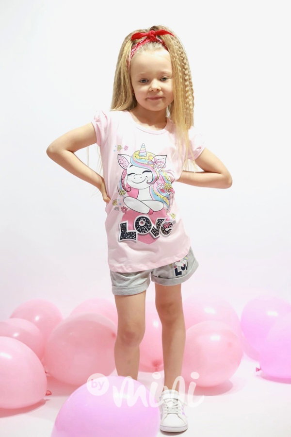 LOVE summer set pink/grey