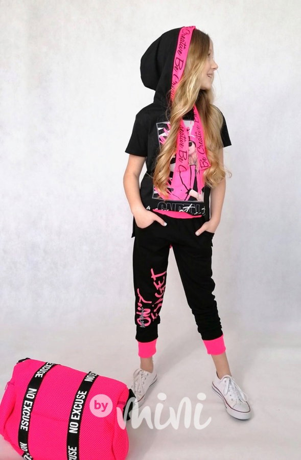 Hoodie triko black/neon