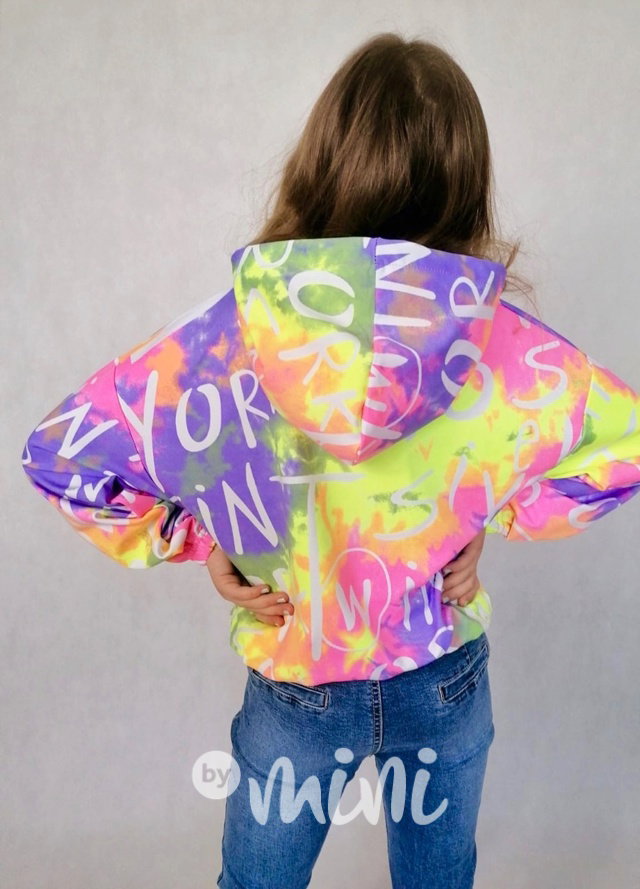 Neon ombre jarní crop bunda lila