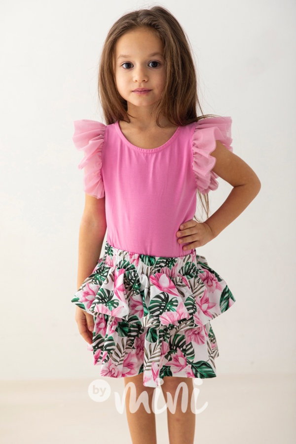 Lily Grey bavlněná řasená sukně pink jungle