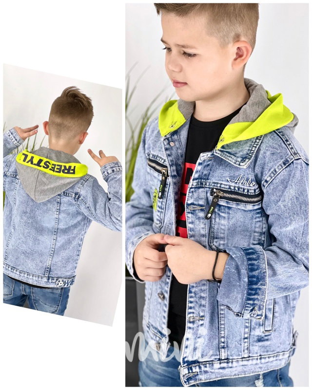 Jeans hoodie bunda s kapucí