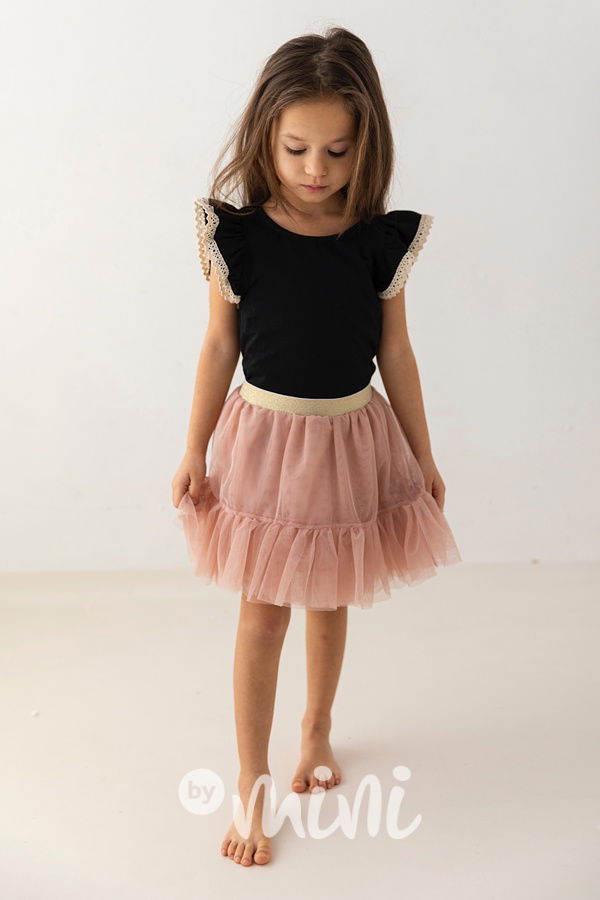 Pudder pink/Gold maxi tutu tyl sukně Lily Grey