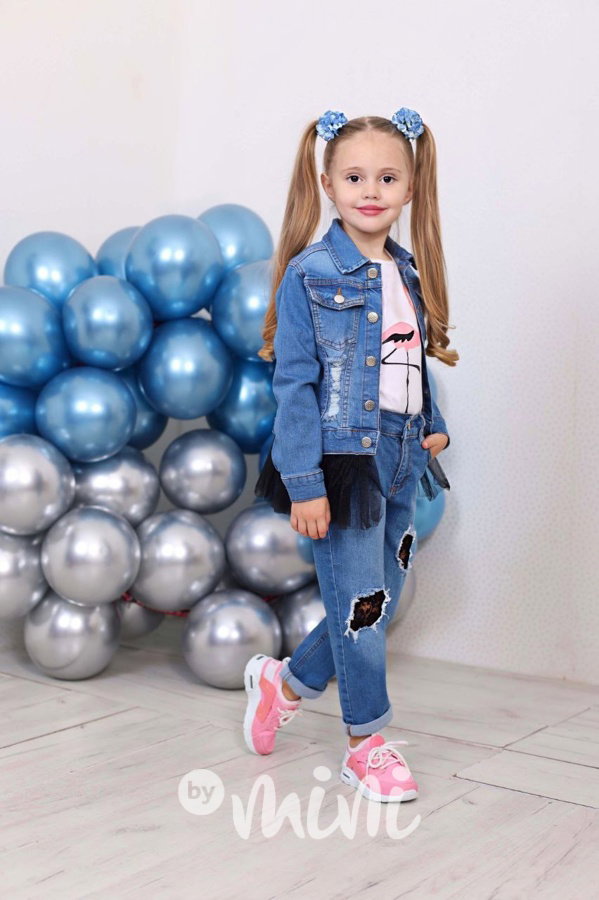Flamingo 3-dílný set s jeans tyl bundou