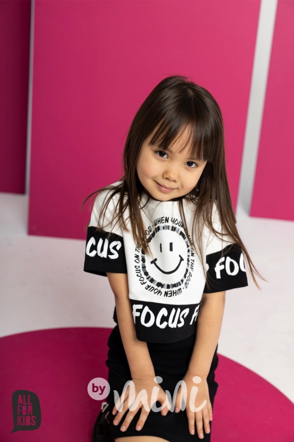 FOCUS crop blůzka cream/black