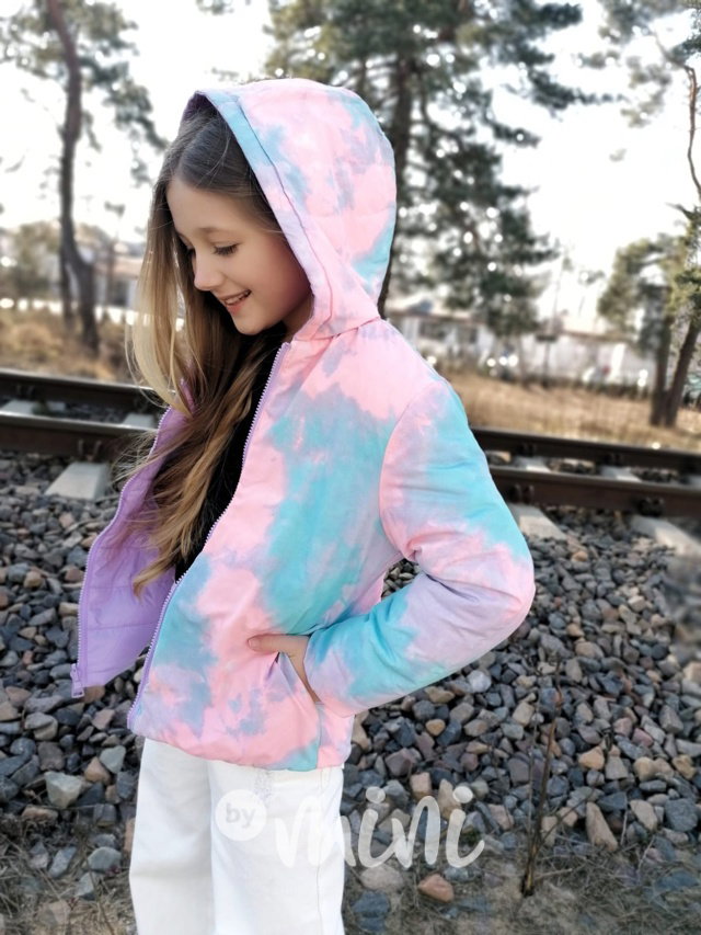 Oboustranná  jarní bunda lila rainbow
