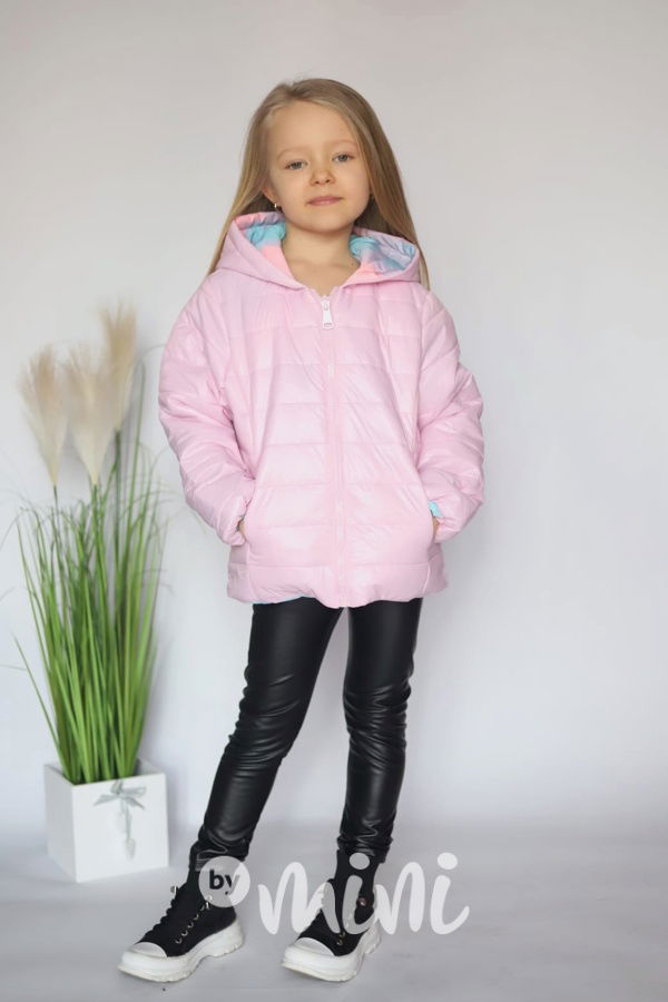 Oboustranná  jarní bunda pink rainbow