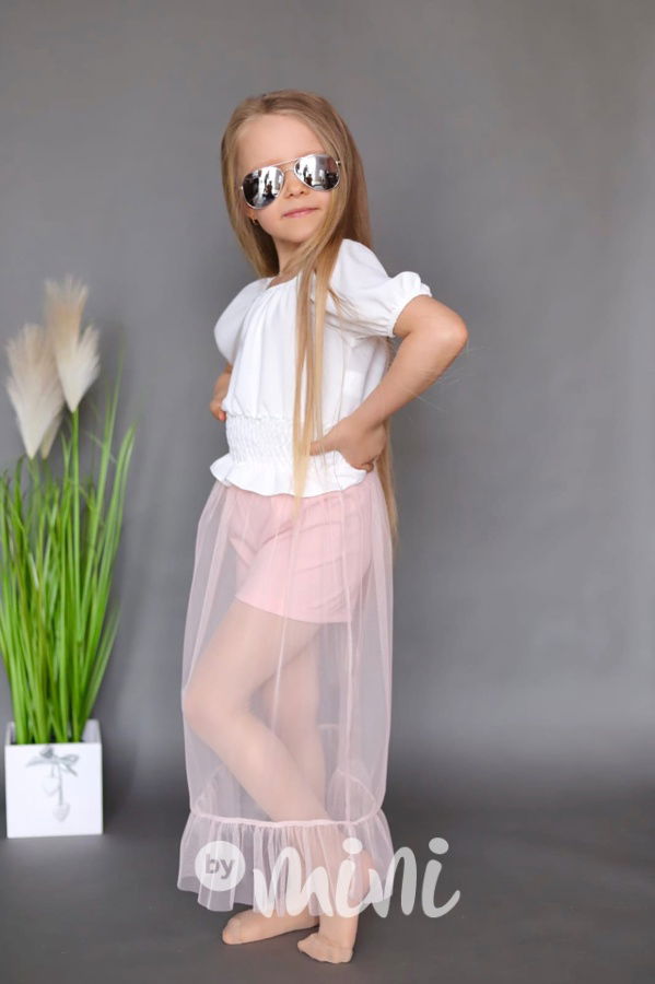 2v1 tylová sukně a šortky pink