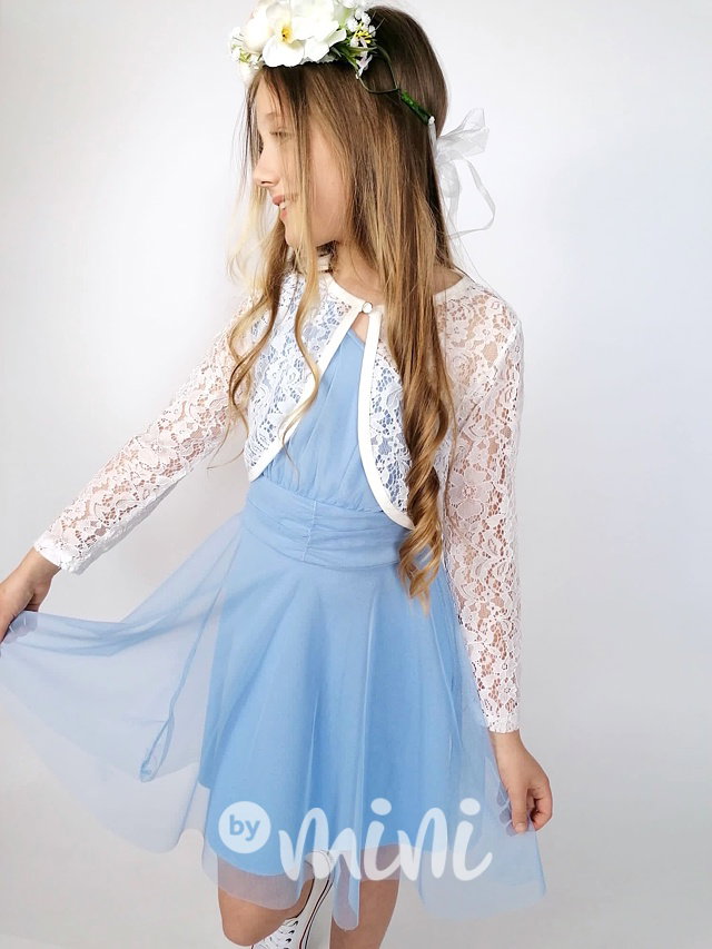 Mini tylové šaty na jedno ramínko baby blue