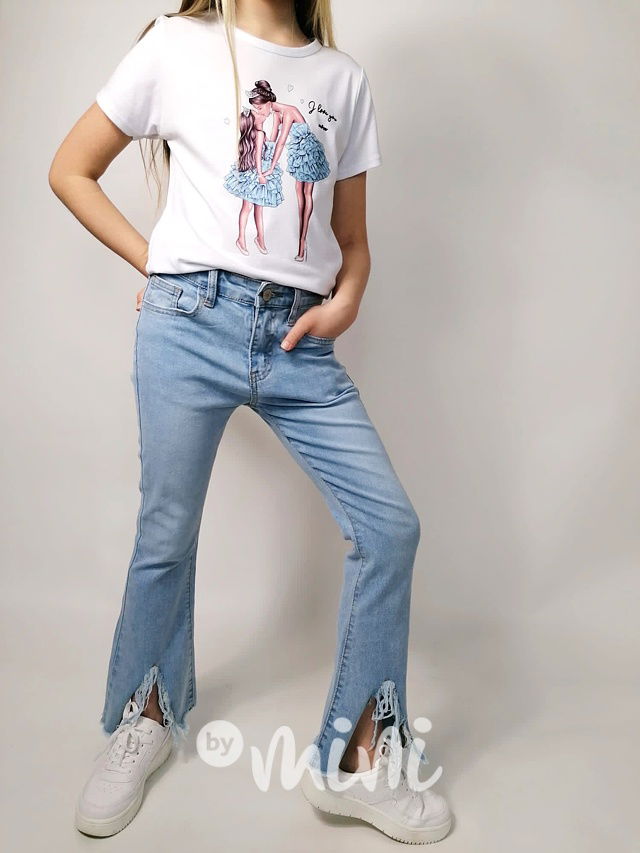 Blue jeans zvonáče ripped