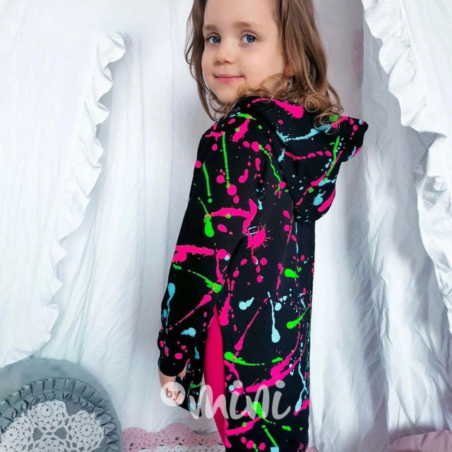 NEON splash mikina na zip LONG