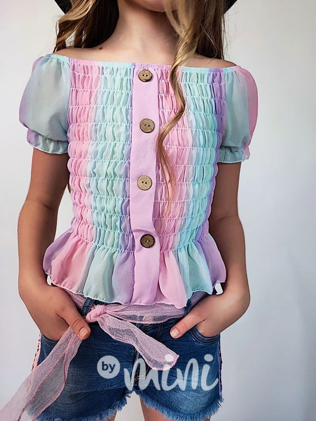 Duhová blůzka s knoflíčky lila