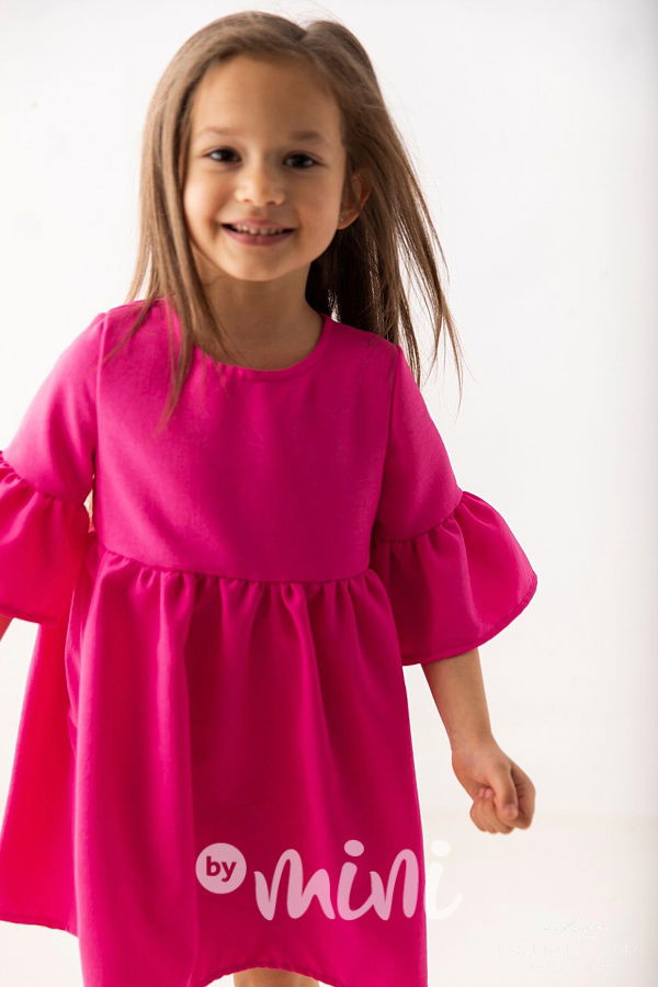 Lily Grey dětské šaty s balonovými rukávy fuchsia