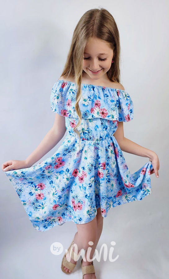 Daisy maxi točivé hispánské šaty blue