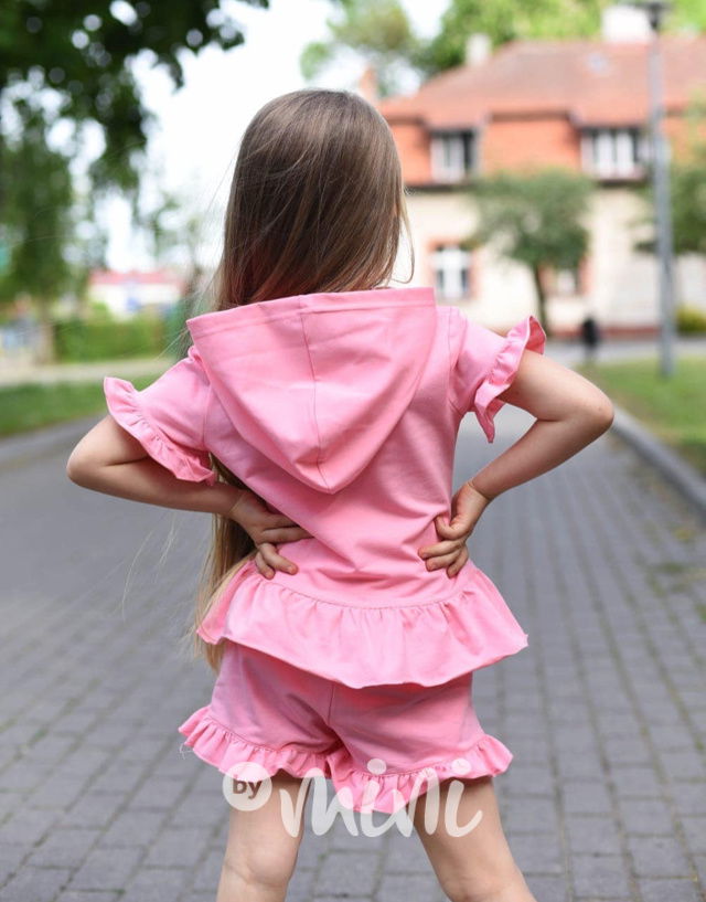 Letní šortkový frill set pink