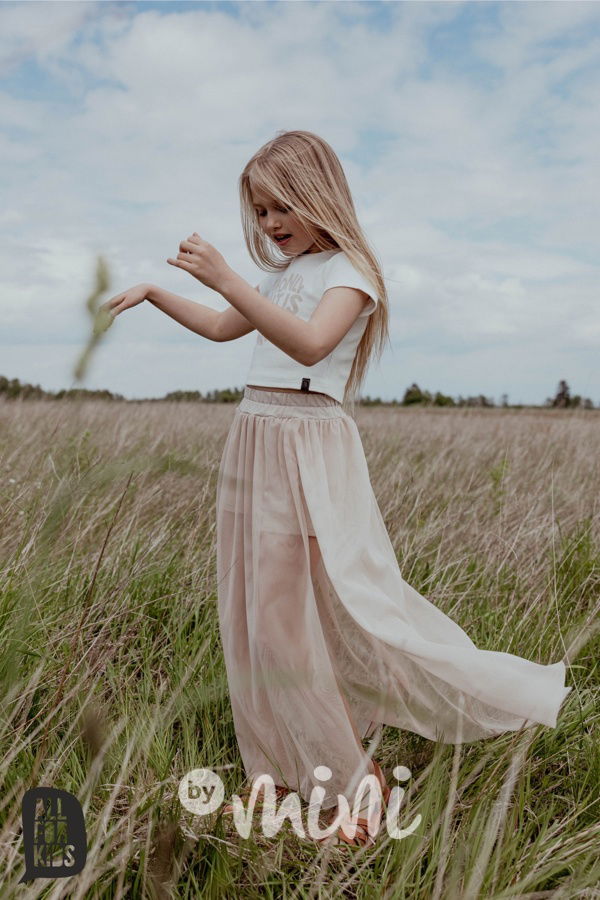 Žebrovaná crop blůzka HEART bílá