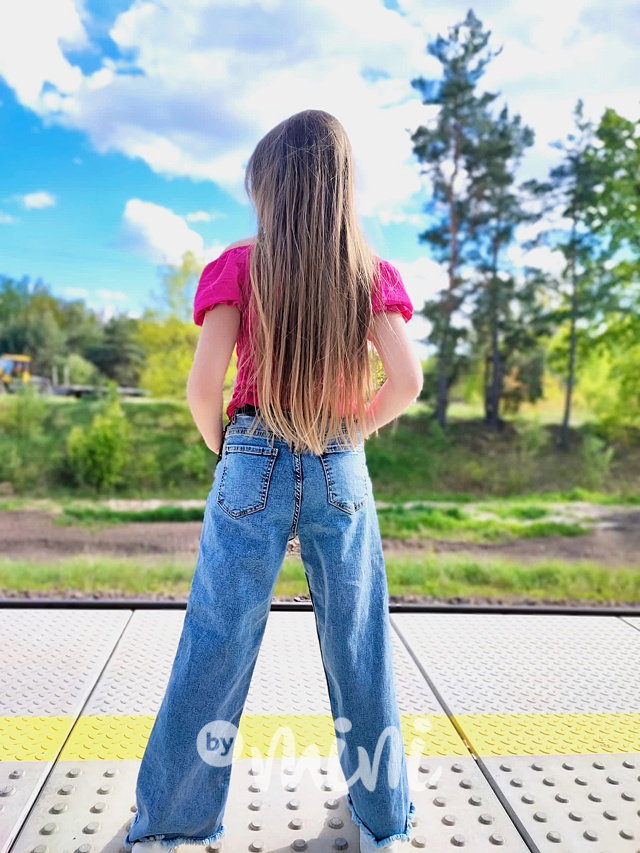 Jeans kalhoty s řetězem