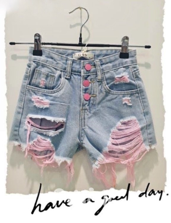 Fashion ripped jeans kraťasy pink