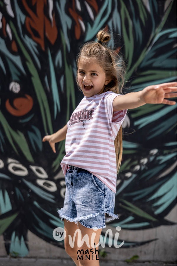 Mash Mnie pruhované triko white/pink