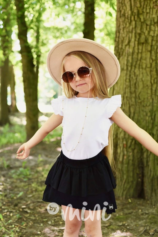 Bavlněná asymetrická frill sukně černá