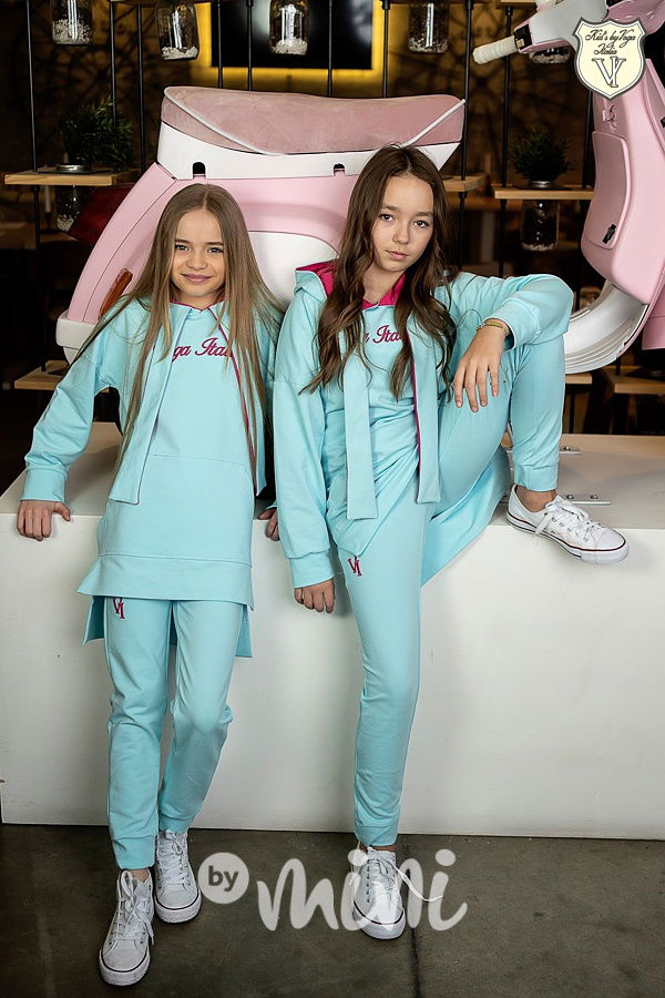 Voga long hoodie mikina tyrkys