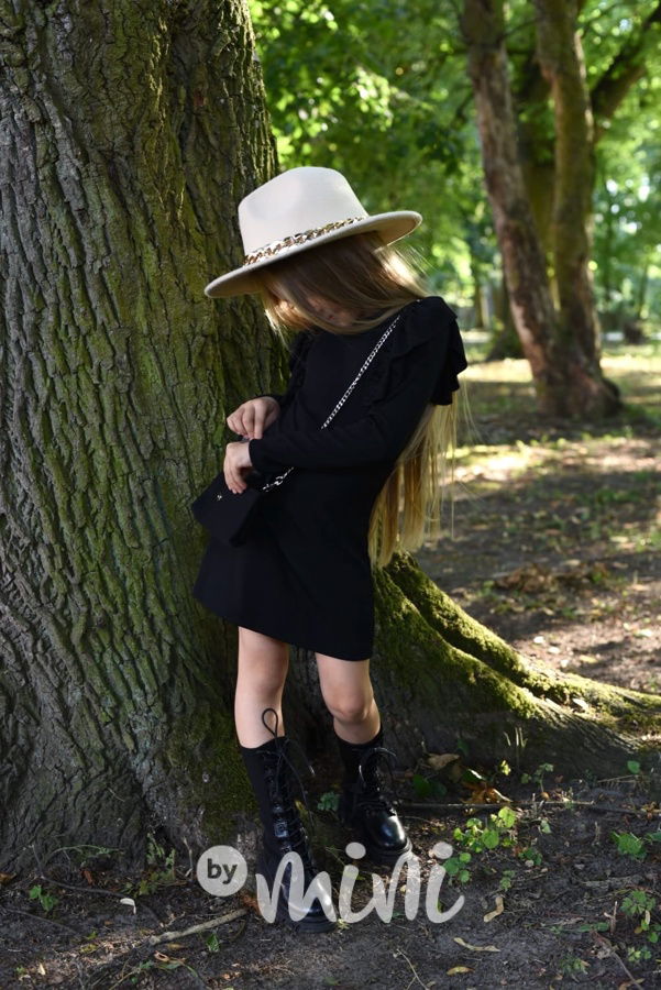 Žebrované stretch šaty s kabelkou černé