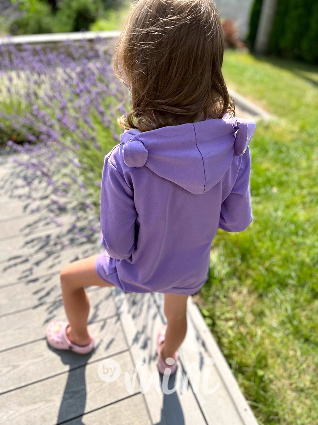 Quirky hoodie - pohyblivé uši - mikina lila
