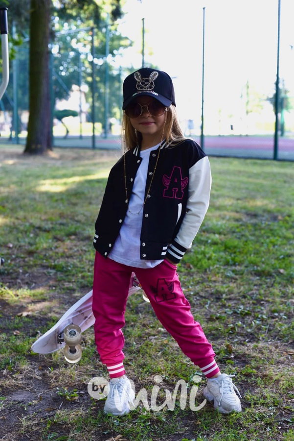 ANGEL sporty tepláky malina/černá