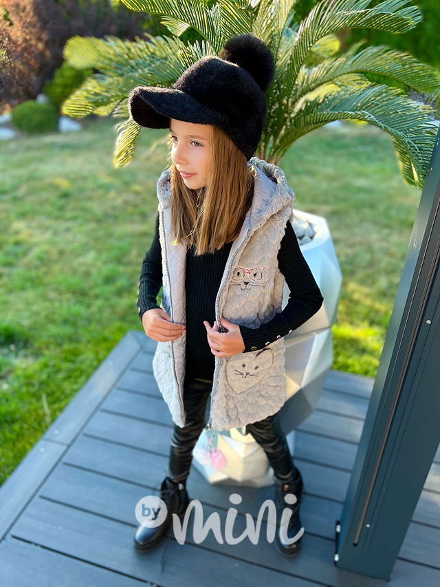 Chlupatá srdíčková vesta Kitty grey