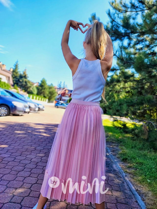 Plisovaná midi sukně růžová