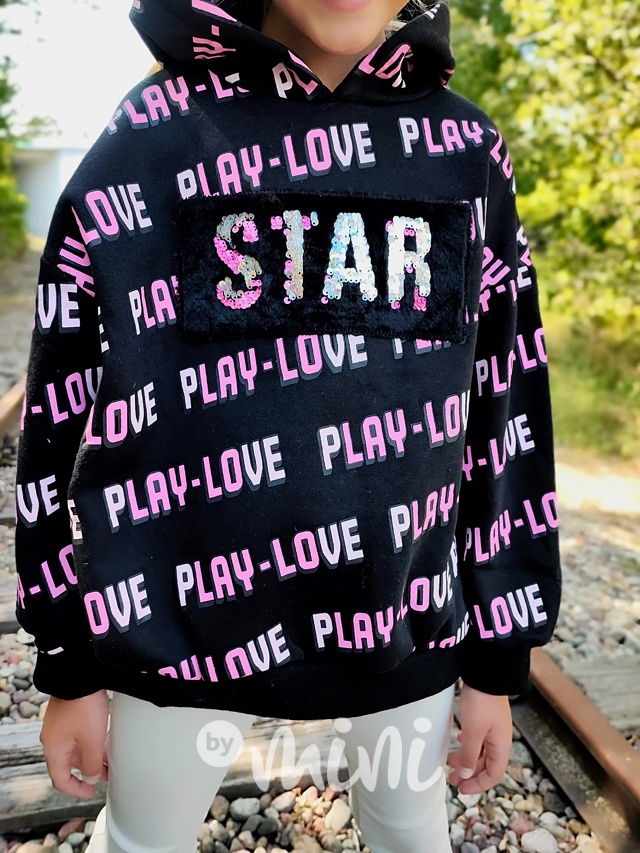Flísová mikina STAR s flitry black