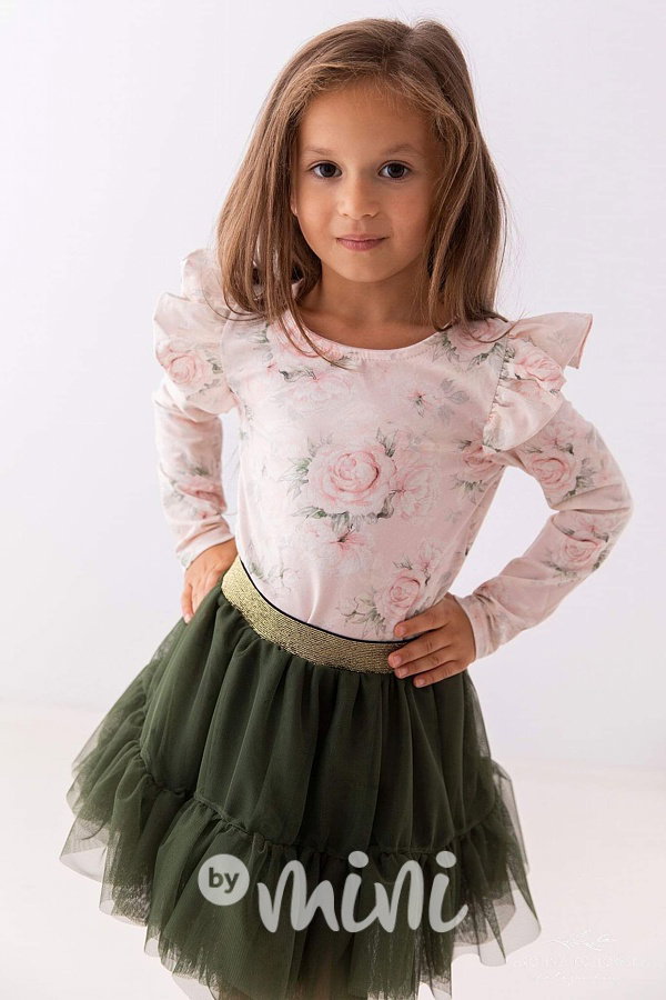 Romantic rose longsleeve blůzka s řasením Lily Grey