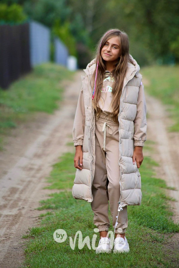Zimní ultra long vesta beige