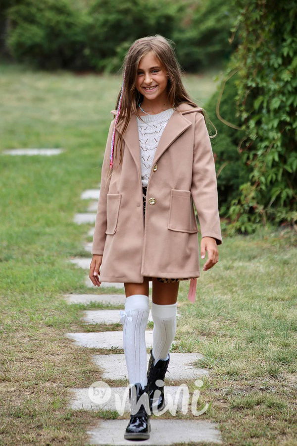 Flaušový sporty kabát beige