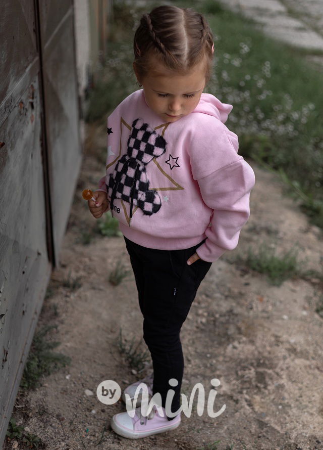 Vyteplená mikina Teddy bear pink