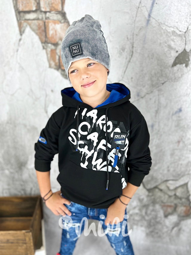 Acid wash black jeans čepice