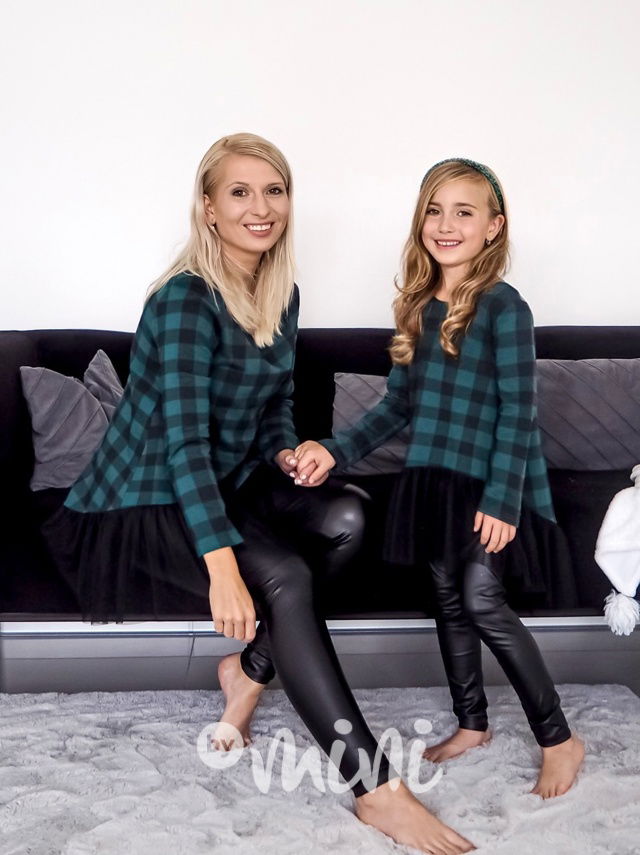 Smaragd karo tunika s tylem