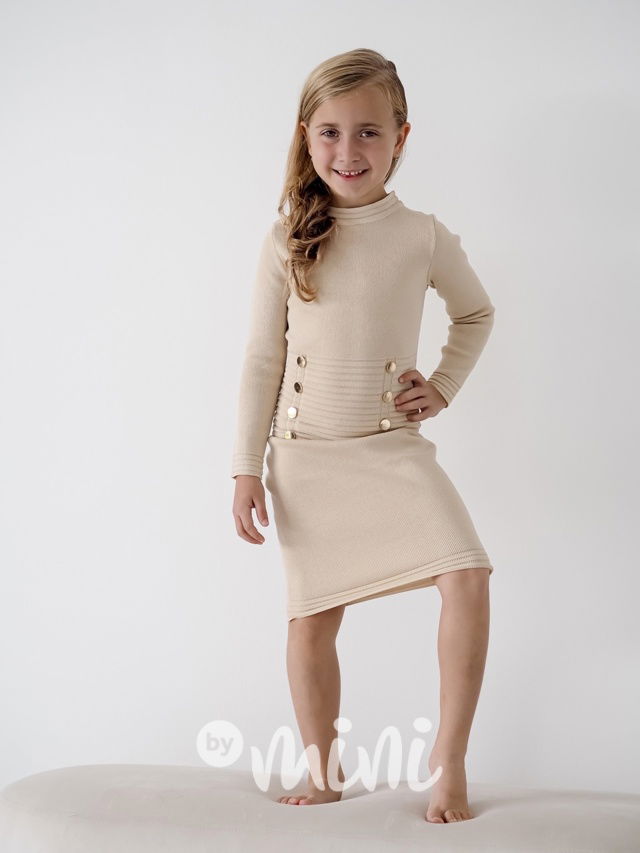 Svetříkové super stretch mini šaty béžové