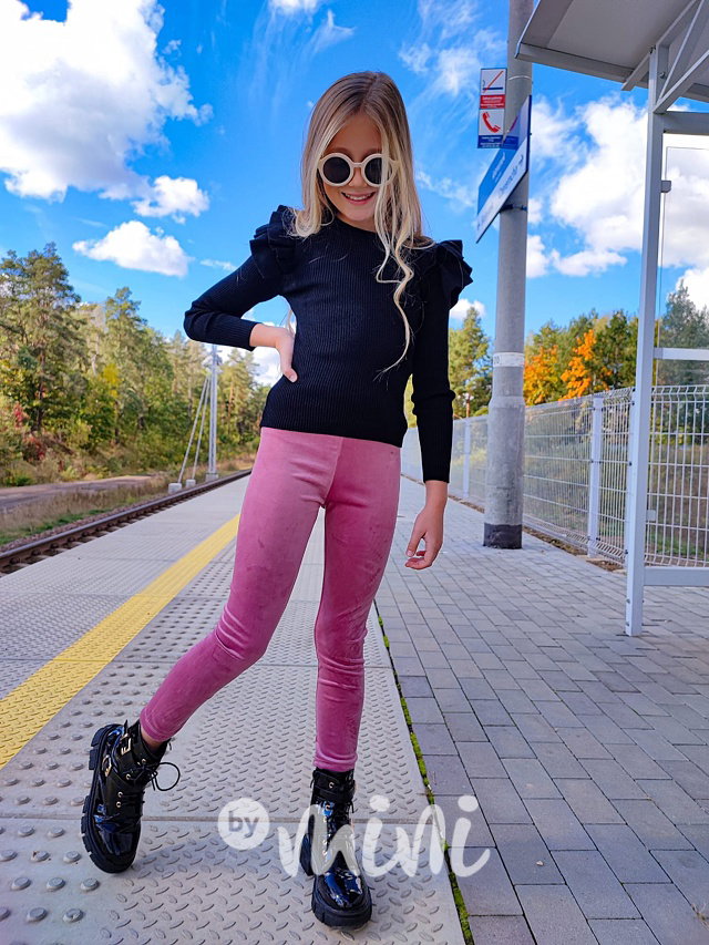 Podzimní teplé velur legíny pink