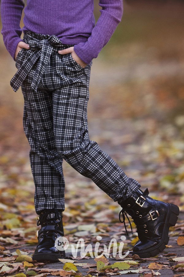 Teplé karo kalhoty se zavazováním
